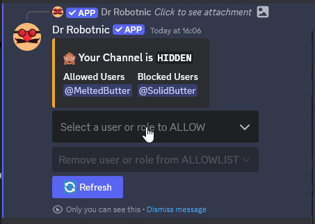 Hidden channel controls
